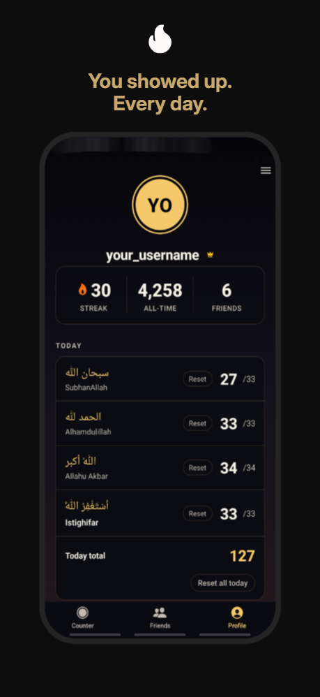 Profile streak screen