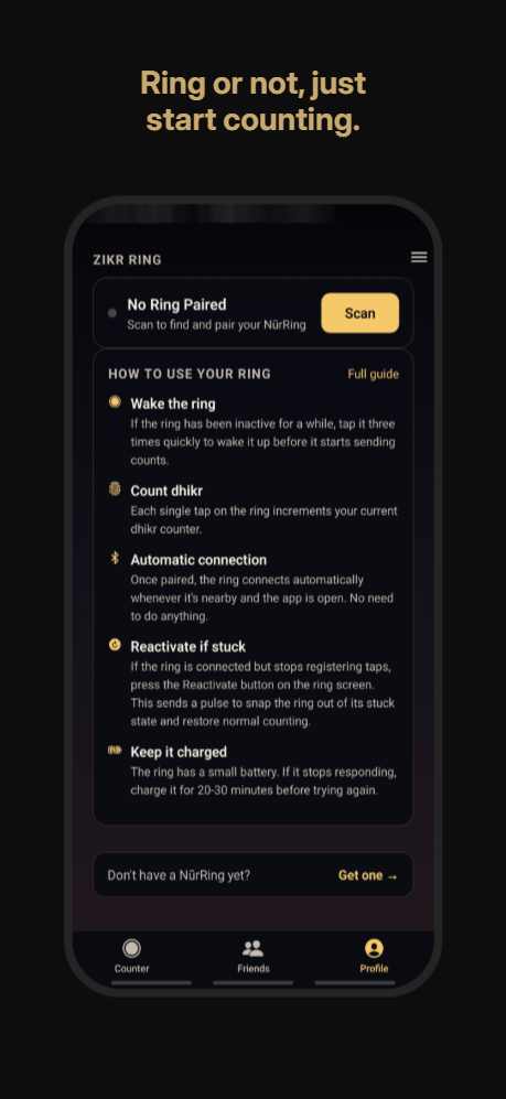 Ring pairing screen